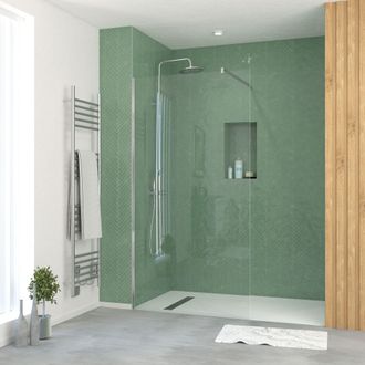 Aurlane Parete Per Doccia 100x195cm - Vetro 5 Mm E Finitura Cromata - Chromed Elementary