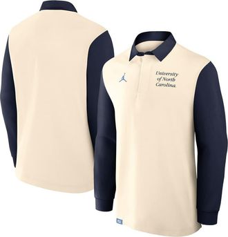 Jordan Brand Mens Jordan Brand Cream/Navy North Carolina Tar Heels Rugby Long Sleeve Shirt at Nordstrom, Size Xxx-Large