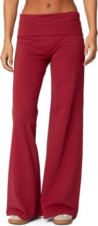 Edikted Wide Leg Foldover Pants in Burgundy at Nordstrom, Size X-Small