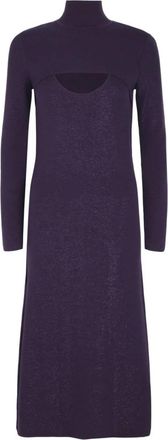 Ferragamo Womens Lam&eacute; Wool Blend Dress In Purple
