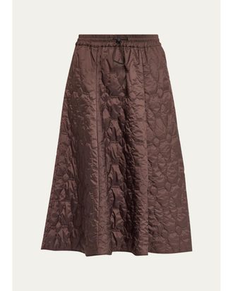 Brunello Cucinelli Quilted Volume A-Line Midi Skirt