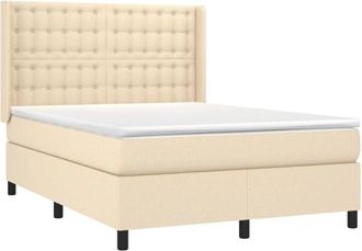 vidaXL Cama Box Spring Con Colch&oacute;n Tela Color Crema 140x200 Cm Vidaxl