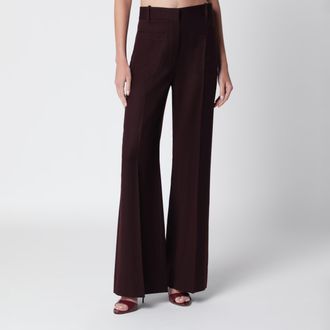 Victoria Beckham Pantaloni in flanella di lana vergine viola scuro Acai