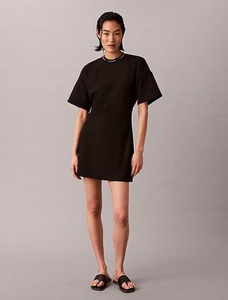 Calvin Klein Gedrapeerde T-shirtjurk van milano jersey