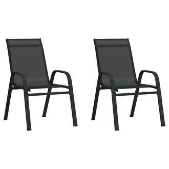 vidaXL Vidaxl - Sillas De Jard&iacute;n Apilables 2 Unidades Textilene Negro