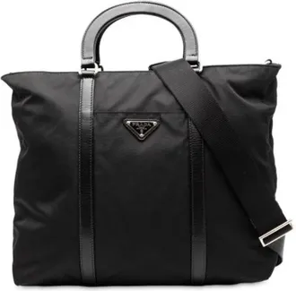 Prada Pre-owned Tote Bags, female, Black, Size: ONE SIZE Pre-owned Vintage Nylon Tote Bag
