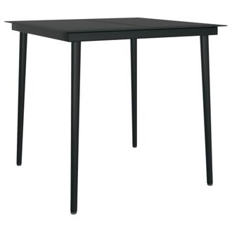 Berkfield Home Garden Dining Table Black 80x80x74 cm Steel & Glass | Size: 80 x 80 x 74 cm