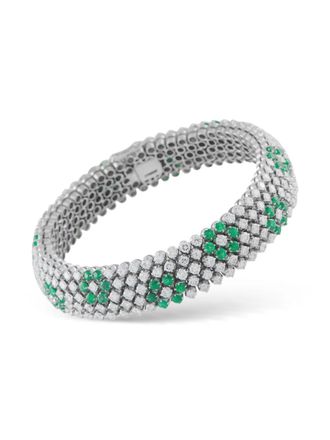 Luxury Bazaar Bracciale in oro bianco con smeraldo e diamanti - Argento