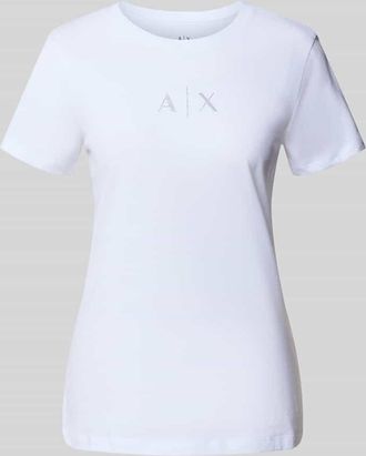A|X Armani Exchange Regular Fit T-Shirt aus reiner Baumwolle mit Logo-Print in Weiss, Größe XL