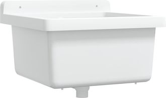vidaXL Fregadero Lavabo De Pared Resina Blanco 40x40x24 Cm Vidaxl