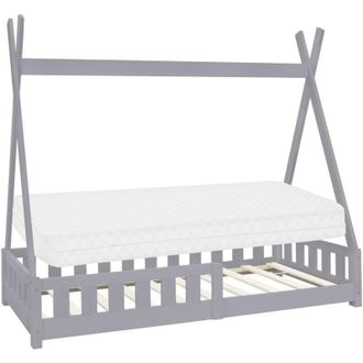 ML Design Ml-design - Lettino per Bambini Design Tenda Indiana con Sponde Protezione Anticaduta Rete a Doghe 80 x 160 cm Letto da Gioco in Legno di Pino