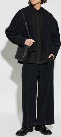 Homme Pliss&eacute; Issey Miyake Shirt With Pocket, Mens, Black