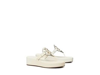 Tory Burch Miller Wedge 25 mm Womens Sandals New Ivory : 10.5 M, Leather