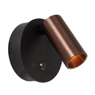 Lucide Foco de pared de aluminio con 1 led integrado, caf&eacute;