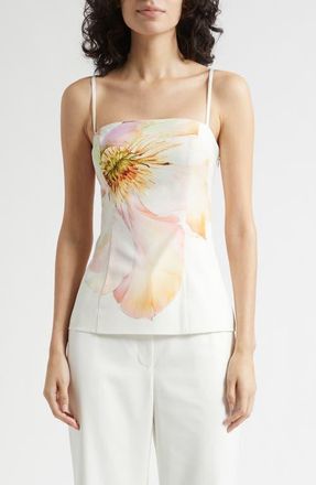 Toccin Claudelle Floral Square Neck Camisole in Watercolor Floral at Nordstrom, Size 2
