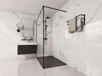 Vente-Unique Resin Freestanding Or Flush Shower Tray - Black- 140 X 90 Cm - LYROSA in Black | Size: 1400mm x 900mm