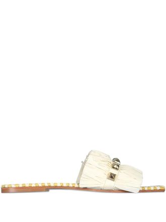 De Siena shoes fringed studded sandals - Neutrals