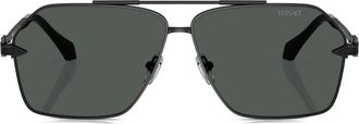 Versace Medusa-embellished pilot sunglasses - Black
