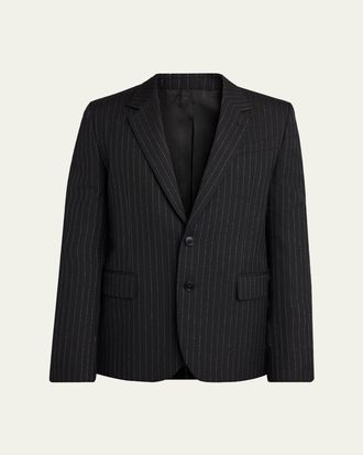 Alexander McQueen Mens Metallic Hairline Stripe Single-Breasted Sport Coat