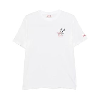 MC2 Saint Barth T-Shirts, male, White, Size: XL 01623L Snoopy Coffee Embroidered T-Shirt