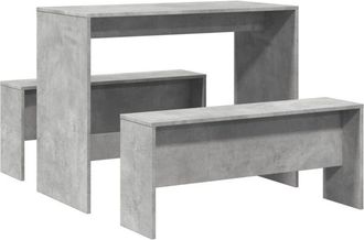 vidaXL Mesa Y Bancos De Comedor 3 Pzas Madera Ingenier&iacute;a Gris Hormig&oacute;n Vidaxl