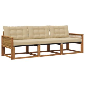 vidaXL Conjunto De Sof&aacute;s De Exterior Con Coj&iacute;n 3 Pcs Natural Y Beige Vidaxl