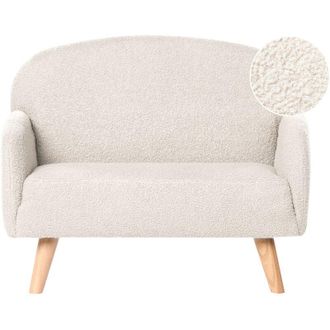 Beliani Kids Sofa Beige Boucle Upholstered with Armrests Modern 1-Seater Toddler Couch OTTAL