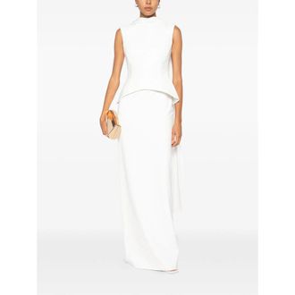 Solace London High-Neck Peplum Evening Dress - White