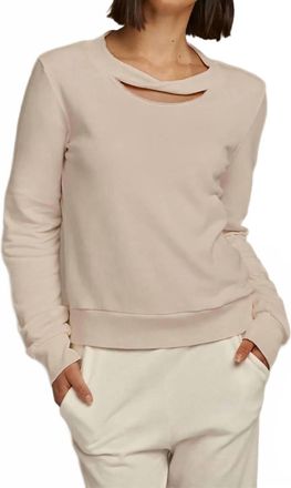 Lanston Twist Neck Pullover Sweatshirt In Oat