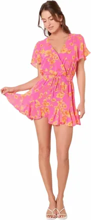 Sugarlips Hot Rod Drawstring Romper In Pink