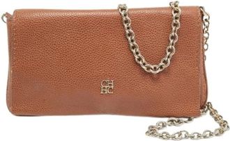 Carolina Herrera Pre-owned Cross Body Bags, female, Brown, Size: ONE SIZE Pre-owned Leather Shoulder Bag
