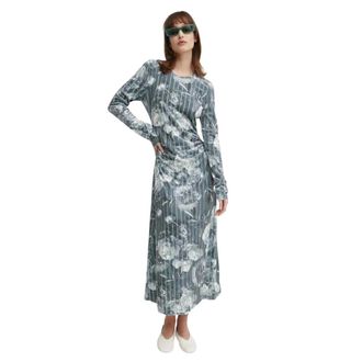 Stine Goya Gestreept Bloemige Midi Jurk - Dames - Jurken - Veelkleurig - Maat: XS Velours