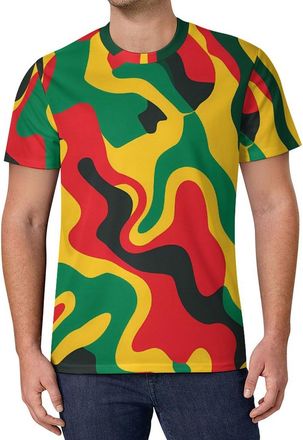 Generic Rastafari Camouflage Mens T-Shirts Short Sleeve Casual Shirt Summer Sports Tees Tops 6XL