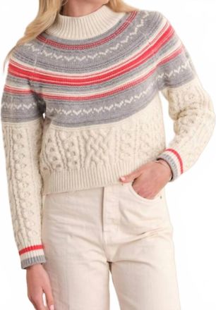 525 america Ayana Cable Pullover With Pattern Yoke In Sea Salt Combo