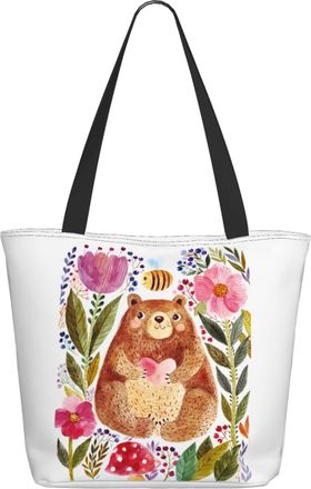 AOOEDM Cute Bear And Flowers Ladies Shopping Bag 13x11x7in.The Perfect ValentineS Day Gift.It Is The Best ValentineS Day Gift For Mom, Daughter, Wife,Etc