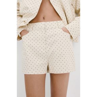 Mango Dot Cotton Shorts in Ecru at Nordstrom, Size 6