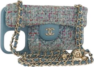 Chanel Pre-owned i Phone Case - Dames - Vintage Mini Tas - Blauw - ONE Size - Leer - Vintage