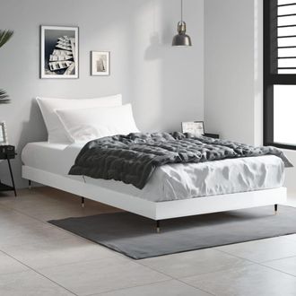 vidaXL Estructura De Cama Madera De Ingenier&iacute;a Blanco Brillo 90x190 Cm Vidaxl