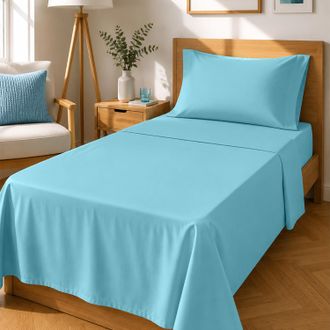 KASANOVA Completo letto singolo tinta unita azzurro
