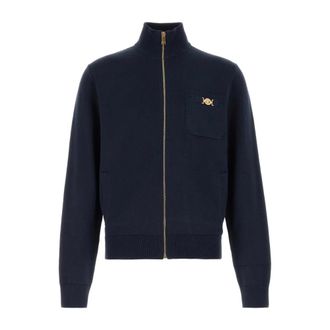 Versace Katoenmix Cardigan - Heren - Vesten - Blauw - XL - Katoen - Truien & Vesten