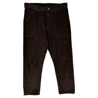 Nanushka Hiden-Buttoned Trousers in Brown Corduroy