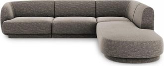BLOOMINGLOFT 6-Sitzer Design Ecksofa Miley - Chenille Grau