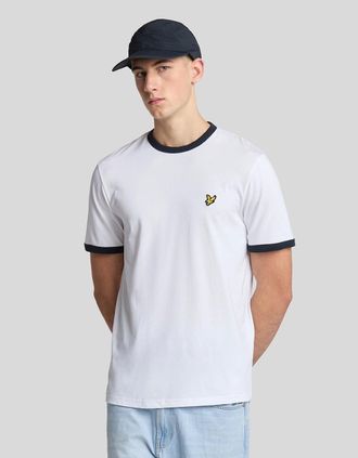 Lyle & Scott Lyle And Scott Mens Ringer Cotton Crew Neck T-Shirt - White - Size: 38