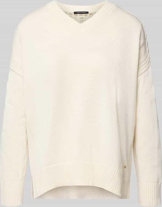 A|X Armani Exchange Strickpullover mit V-Ausschnitt in Offwhite, Gr&ouml;&szlig;e XL