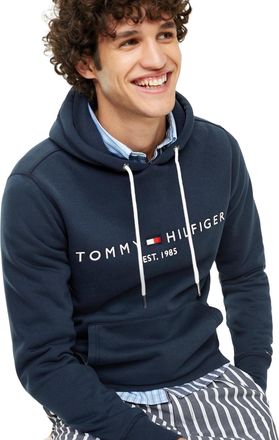 Tommy Hilfiger Herenlogo Hoodie (Luchtduiker Blauw)
