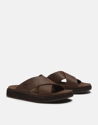 Timberland Mens Timberland Casco Cove Cross Strap Full Grain Leather Mens Sandals - Dark Brown - Size: UK12.5 eu47.5 us13 medium