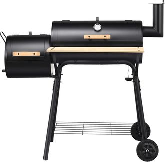 Costway Costway Barbecue A Carbonella In Metallo Con Ruote E 2 Fornelli, Carrello Per Barbecue A Carbonella Per Esterno Con Termometro, 115 X 65 X 108 Cm