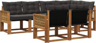 vidaXL Conjunto De Sof&aacute;s De Exterior 7 Uds. Natural Y Negro Vidaxl