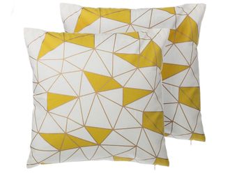 Beliani Beliani - Set Di 2 Cuscini Decorativi In Cotone Giallo Con Motivi Geometrici 45 X 45 Cm Clarkia