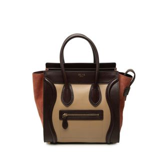 Celine Pre-owned Celine Micro Tricolor Calfskin and Suede Luggage Tote Ladies 9ACO1016O7ALFXLD